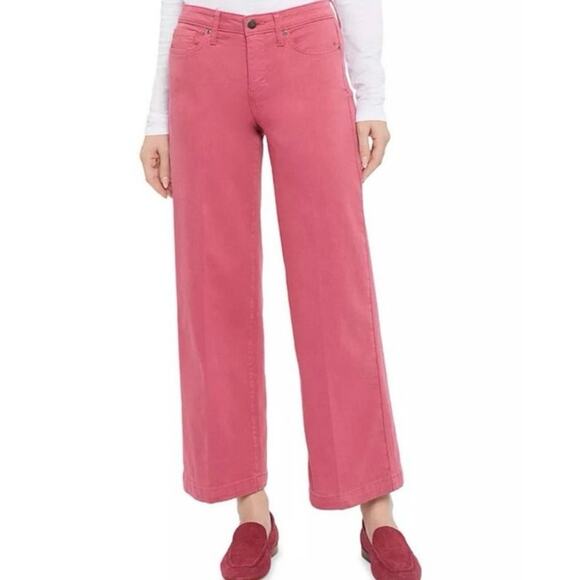 NYDJ Teresa Wide Leg Ankle Jean Lift Tuck Slate Rose Pink Plus Size 14 EUC - Picture 1 of 11